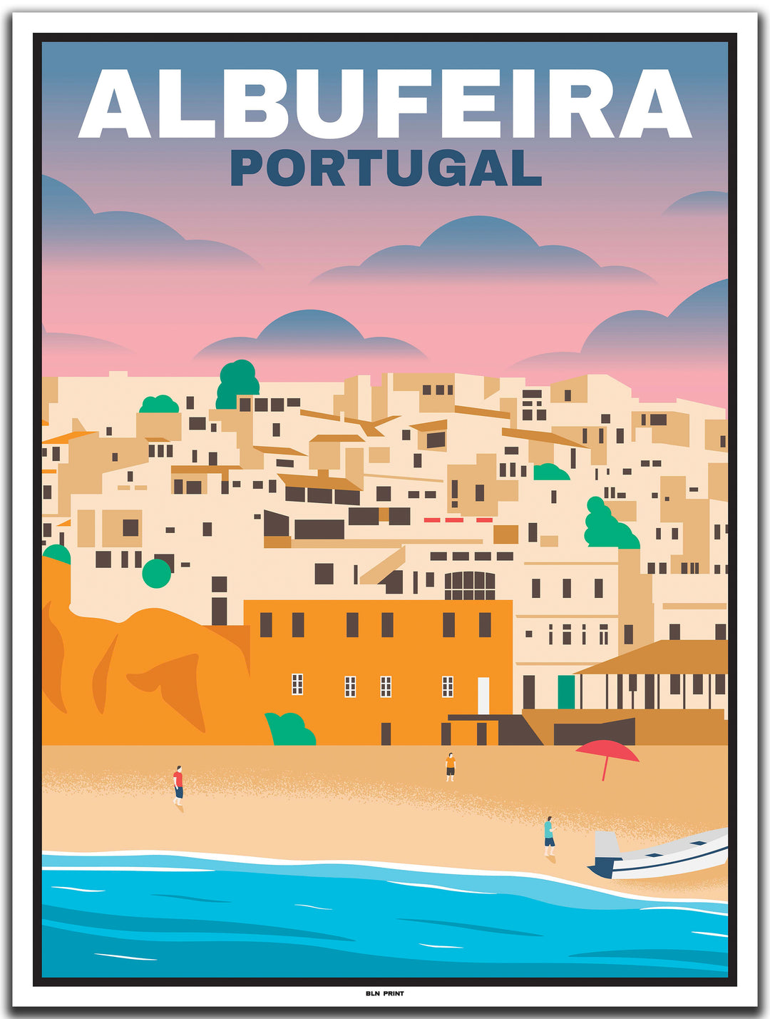 vintage kunstdruck travel poster Albufeira Algarve #30x40cm-weier-farbrand