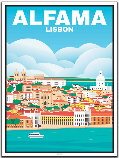 vintage kunstdruck poster Alfama Lissabon #30x40cm-weier-farbrand