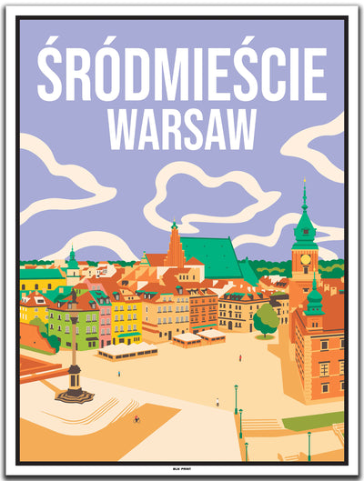 vintage kunstdruck travel poster Warschau #30x40cm-weier-farbrand