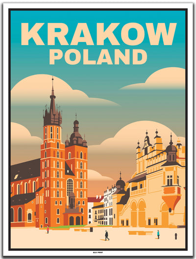 vintage kunstdruck travel poster Krakau #30x40cm-weier-farbrand