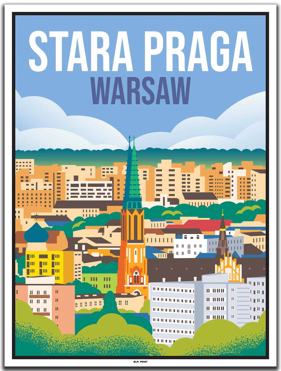 vintage travel poster warsaw #30x40cm-white-color-border