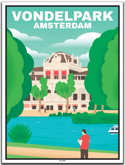 vintage kunstdruck travel poster Vondelpark Amsterdam #30x40cm-weier-farbrand