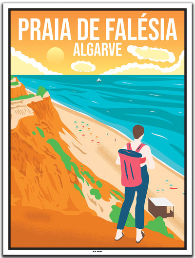 vintage kunstdruck travel poster Praia de Falesia Algarve #30x40cm-weier-farbrand