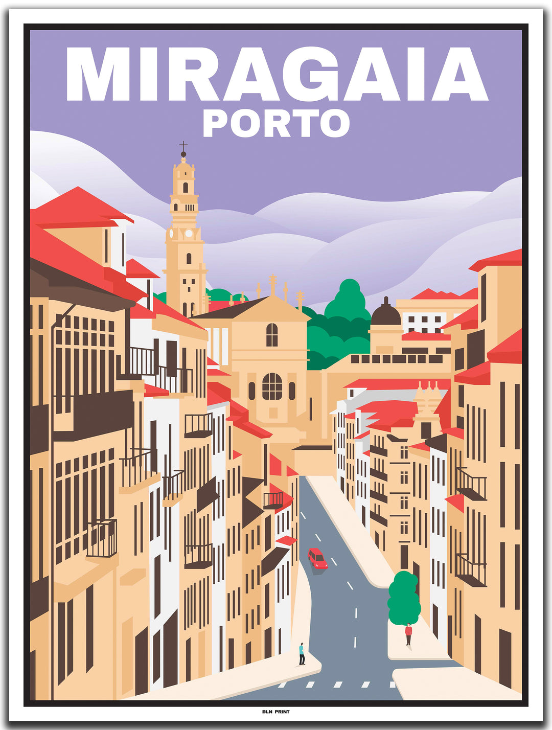 vintage travel poster Porto #30x40cm-white-color-border