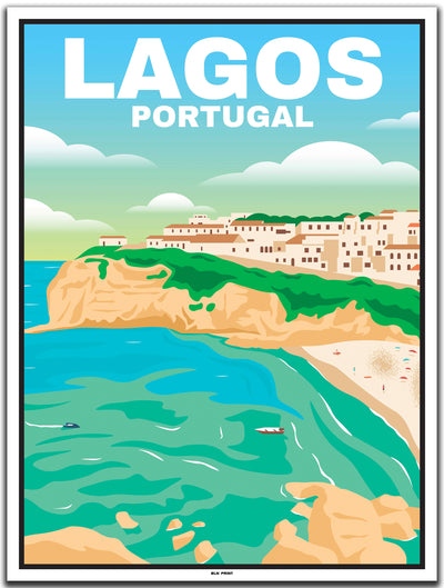 vintage kunstdruck travel poster Lagos Algarve #30x40cm-weier-farbrand