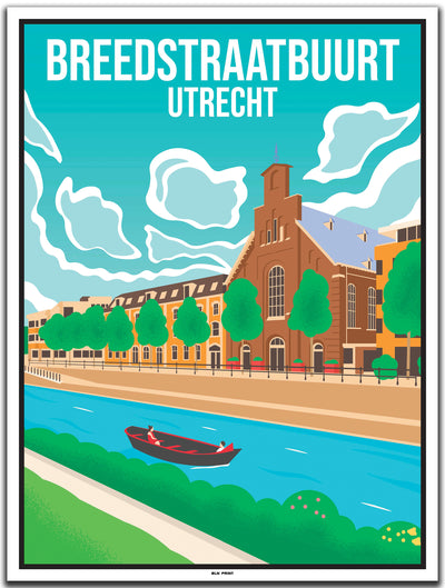vintage kunstdruck travel poster Breedstraatbuurt Utrecht #30x40cm-weier-farbrand