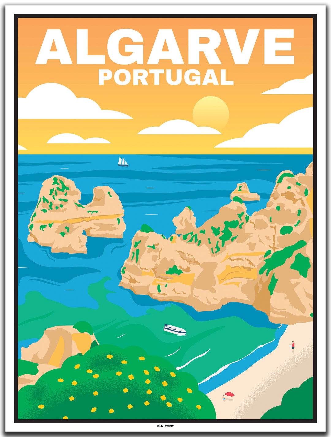 vintage travel poster algarve #30x40cm-white-color-border