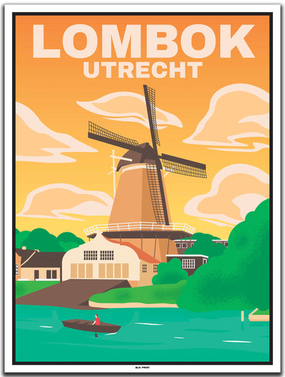 vintage kunstdruck travel poster Lombok Utrecht #30x40cm-weier-farbrand