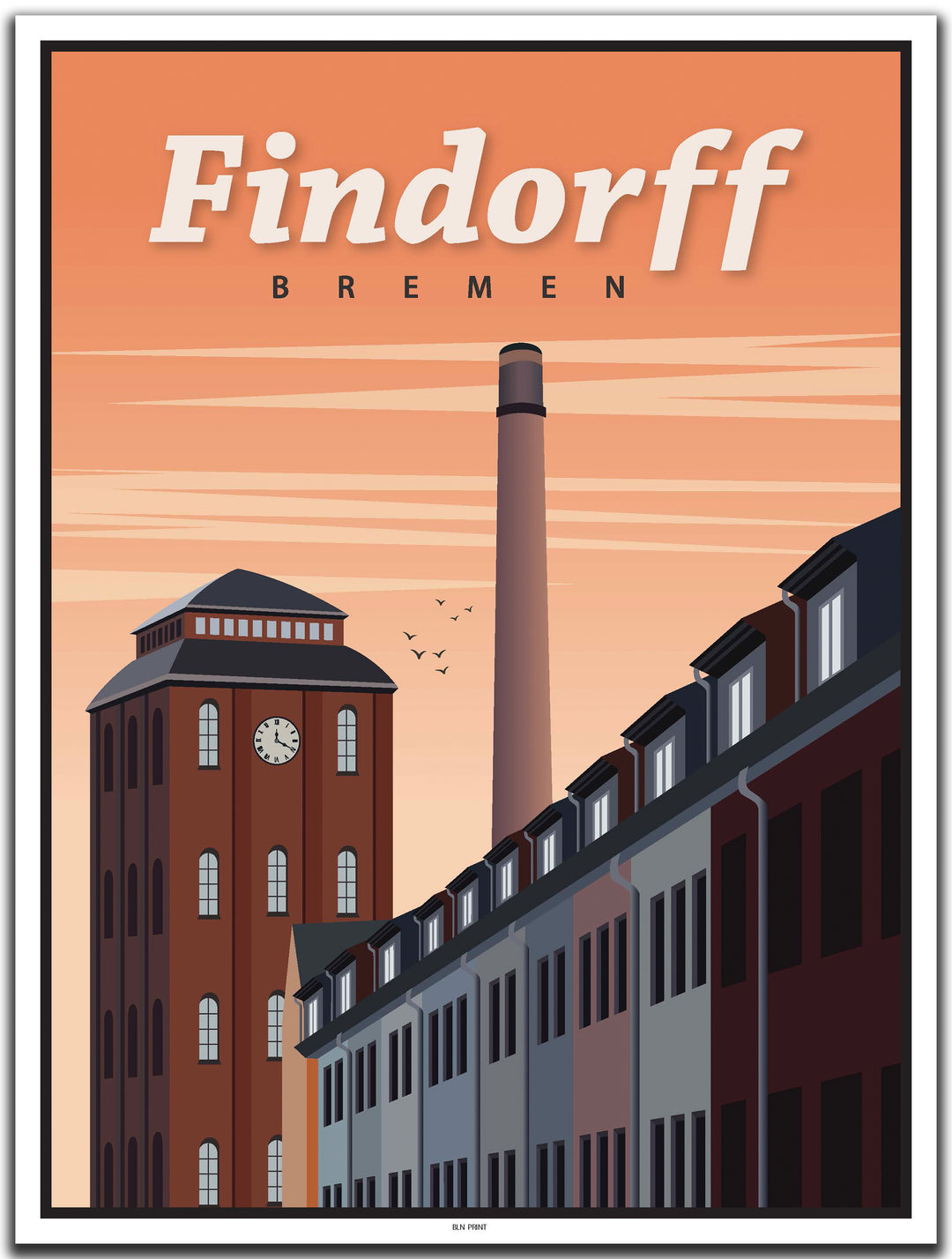 vintage kunstdruck poster findorf Bremen #30x40cm-weier-farbrand