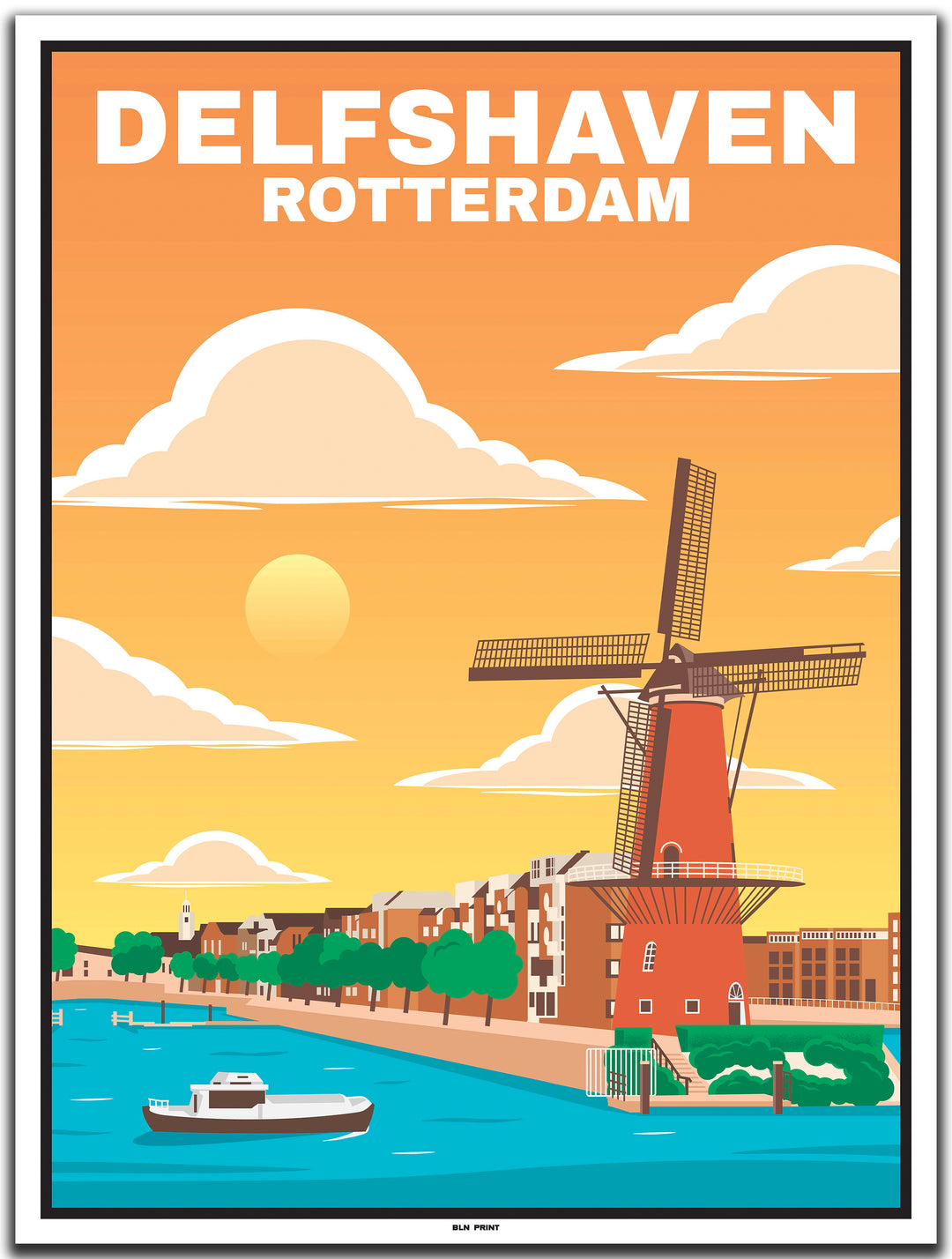 vintage travel poster rotterdam #30x40cm-white-color-border