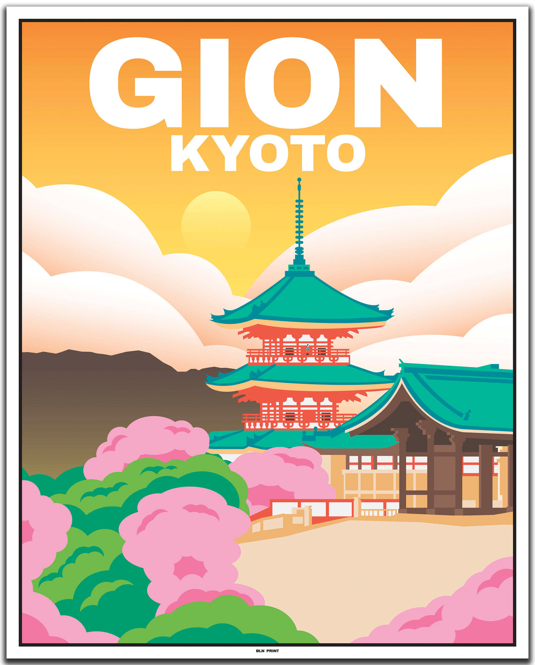 vintage travel poster kyoto #40x50cm-white-color-border