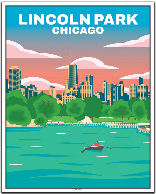 vintage travel poster chicago #40x50cm-white-color-border