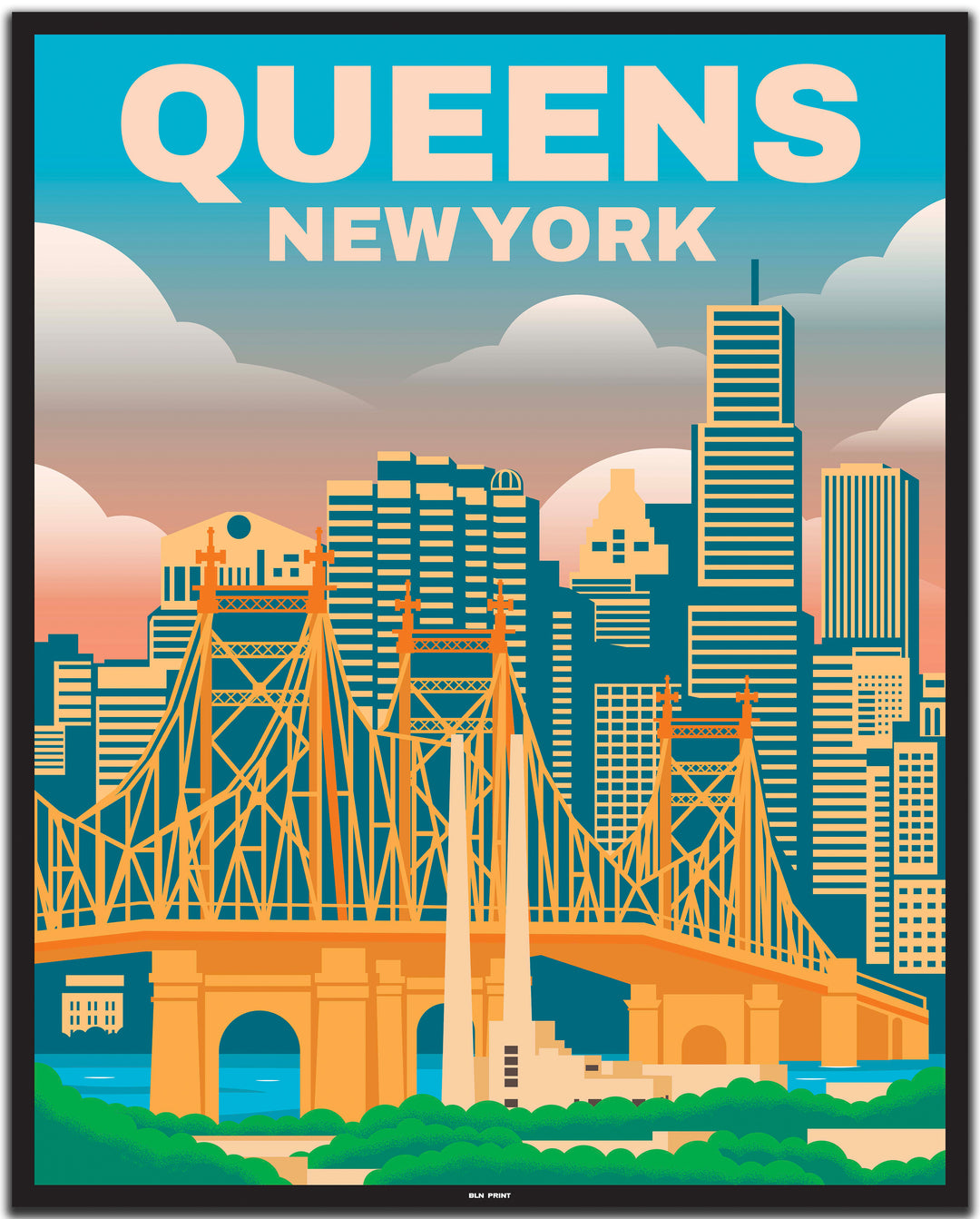 vintage travel poster New York #40x50cm-black-color-border