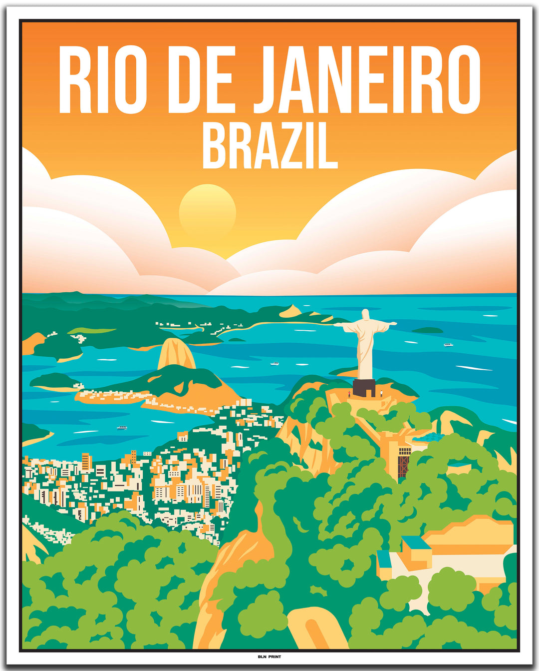 vintage travel poster  Rio de Janeiro #40x50cm-white-color-border