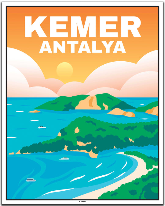 vintage travel poster antalya #40x50cm-white-color-border