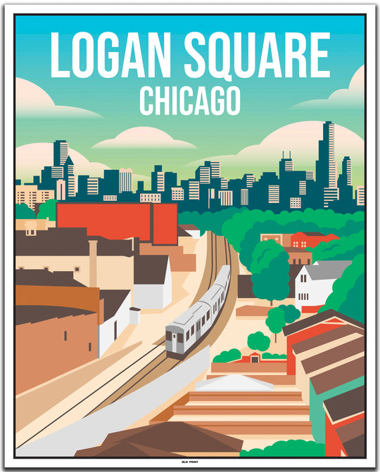 vintage travel poster chicago #40x50cm-white-color-border