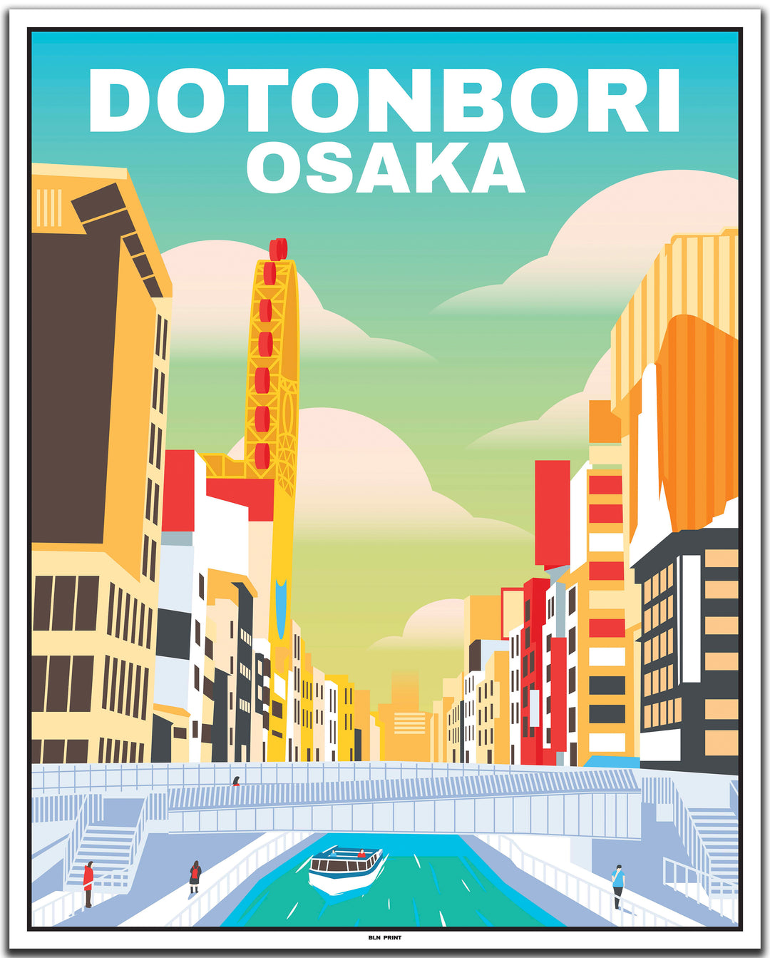 vintage travel poster osaka #40x50cm-white-color-border