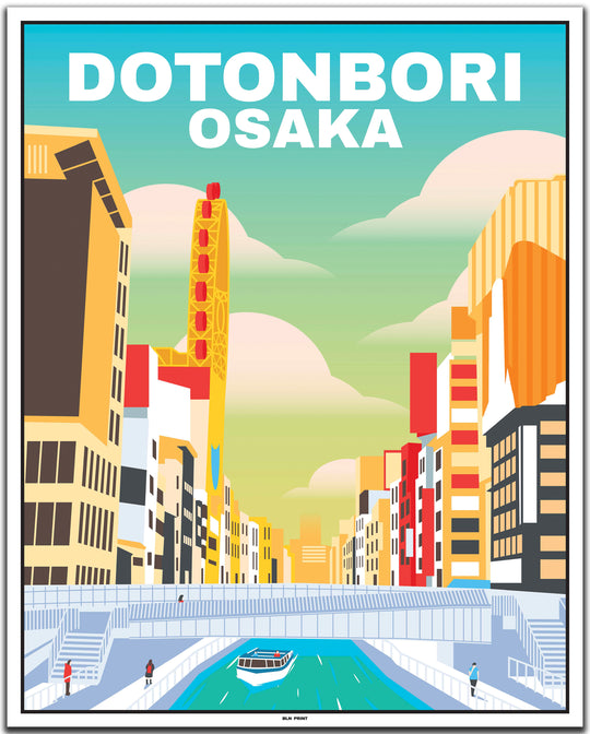 vintage travel poster osaka #40x50cm-white-color-border