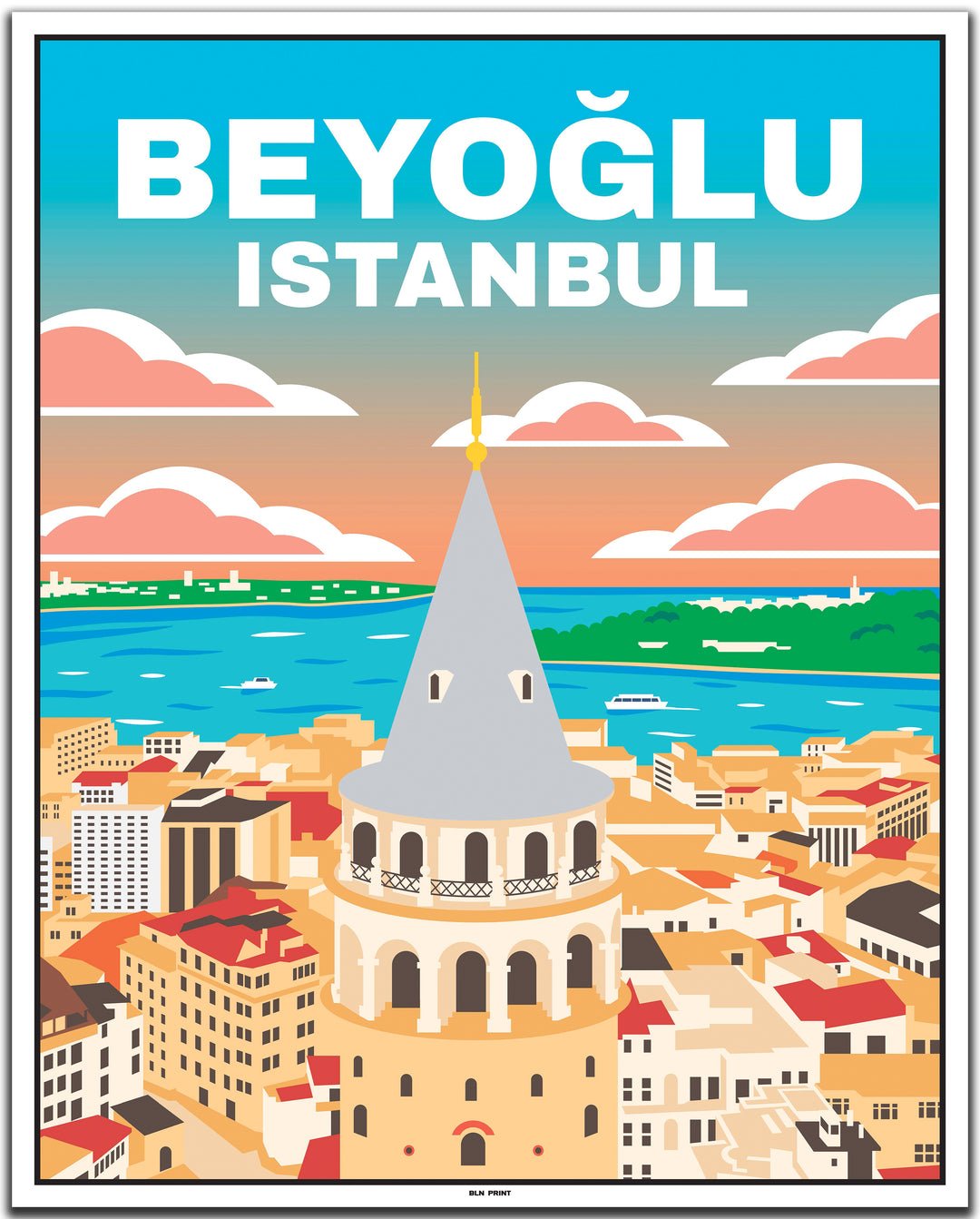 vintage travel poster istanbul #40x50cm-white-color-border