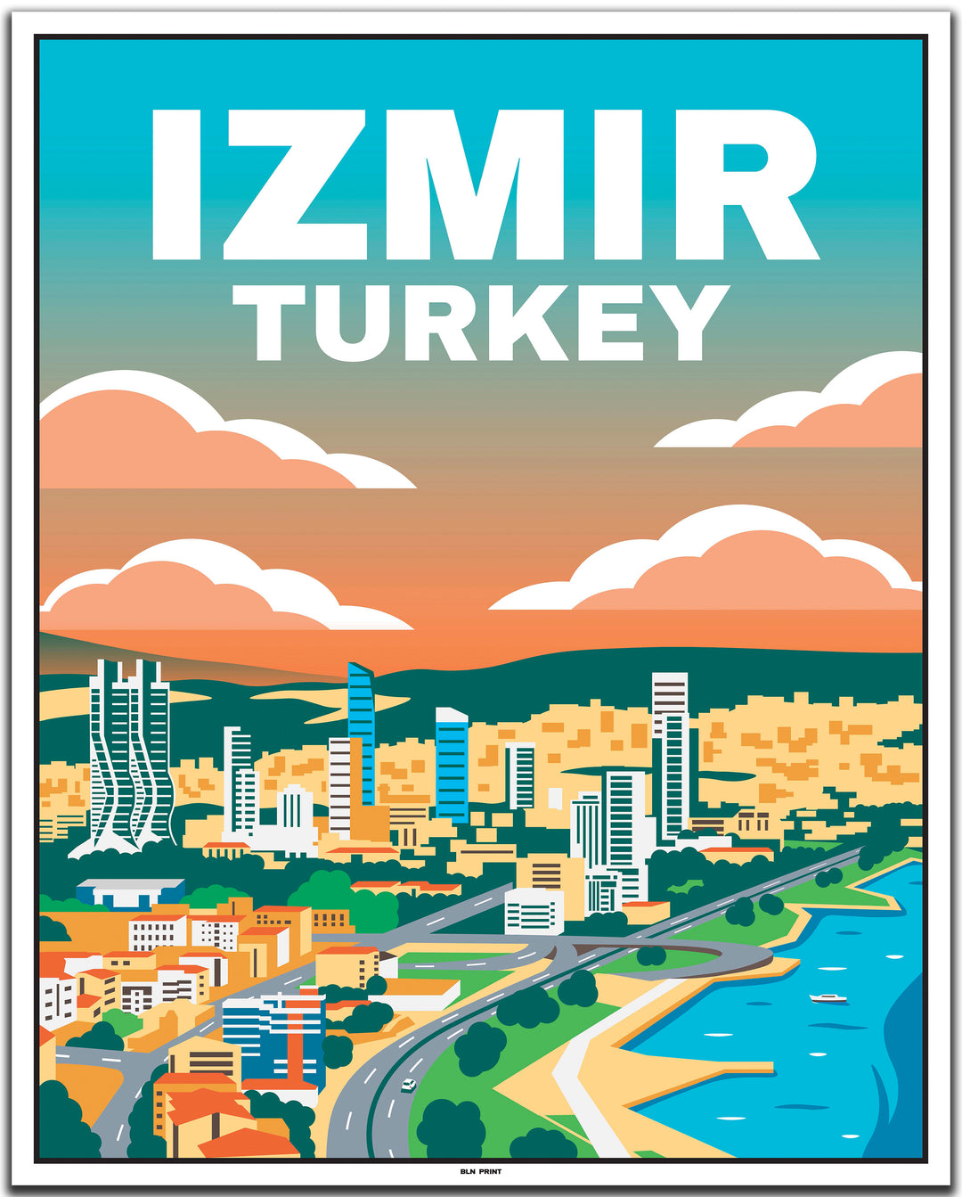 vintage travel poster izmir #40x50cm-white-color-border