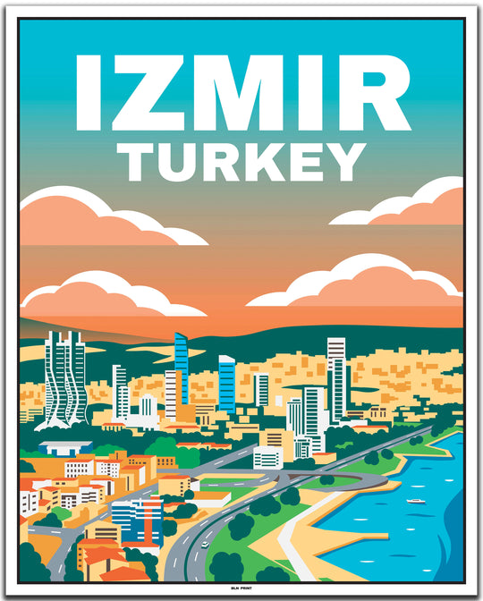 vintage travel poster izmir #40x50cm-white-color-border