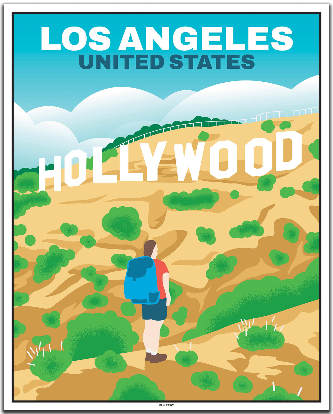 vintage travel poster Los Angeles #40x50cm-white-color-border