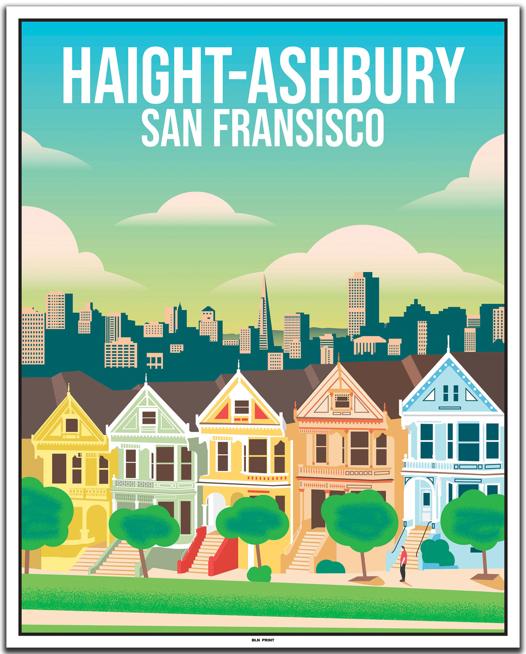 vintage travel poster San Fransisco #40x50cm-white-color-border