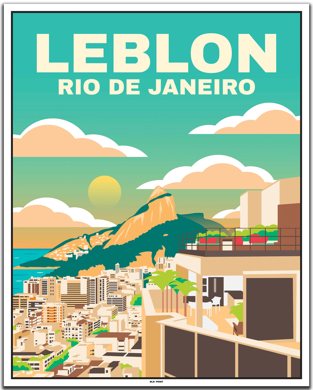 vintage travel poster Rio de Janeiro #40x50cm-white-color-border