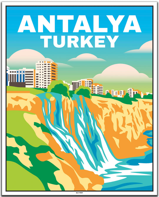 vintage travel poster antalya #40x50cm-white-color-border