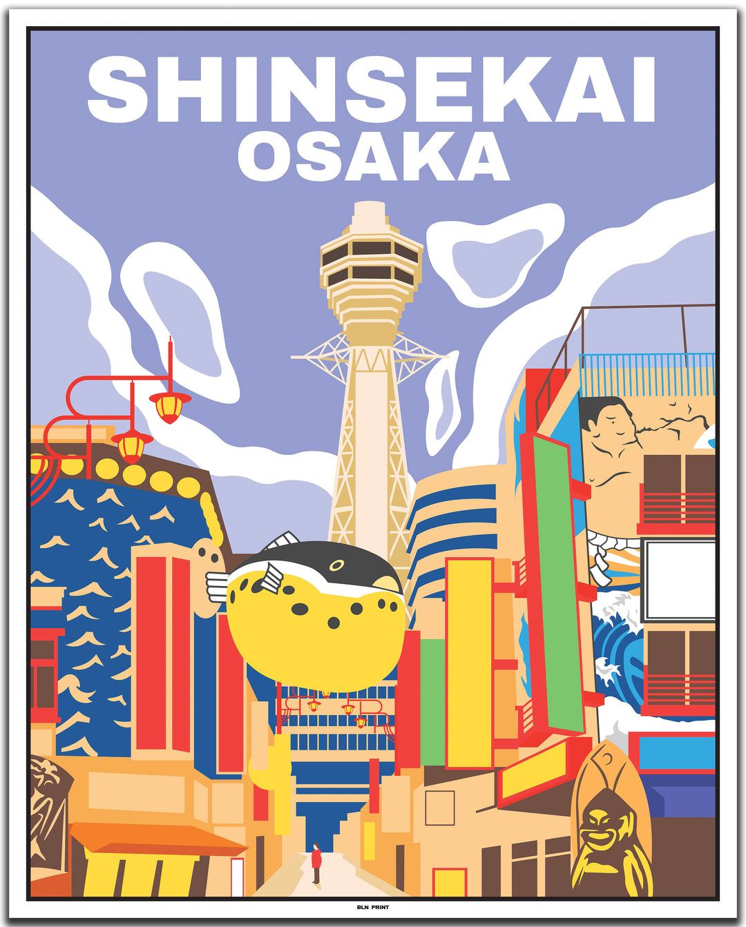 vintage travel poster osaka #40x50cm-white-color-border