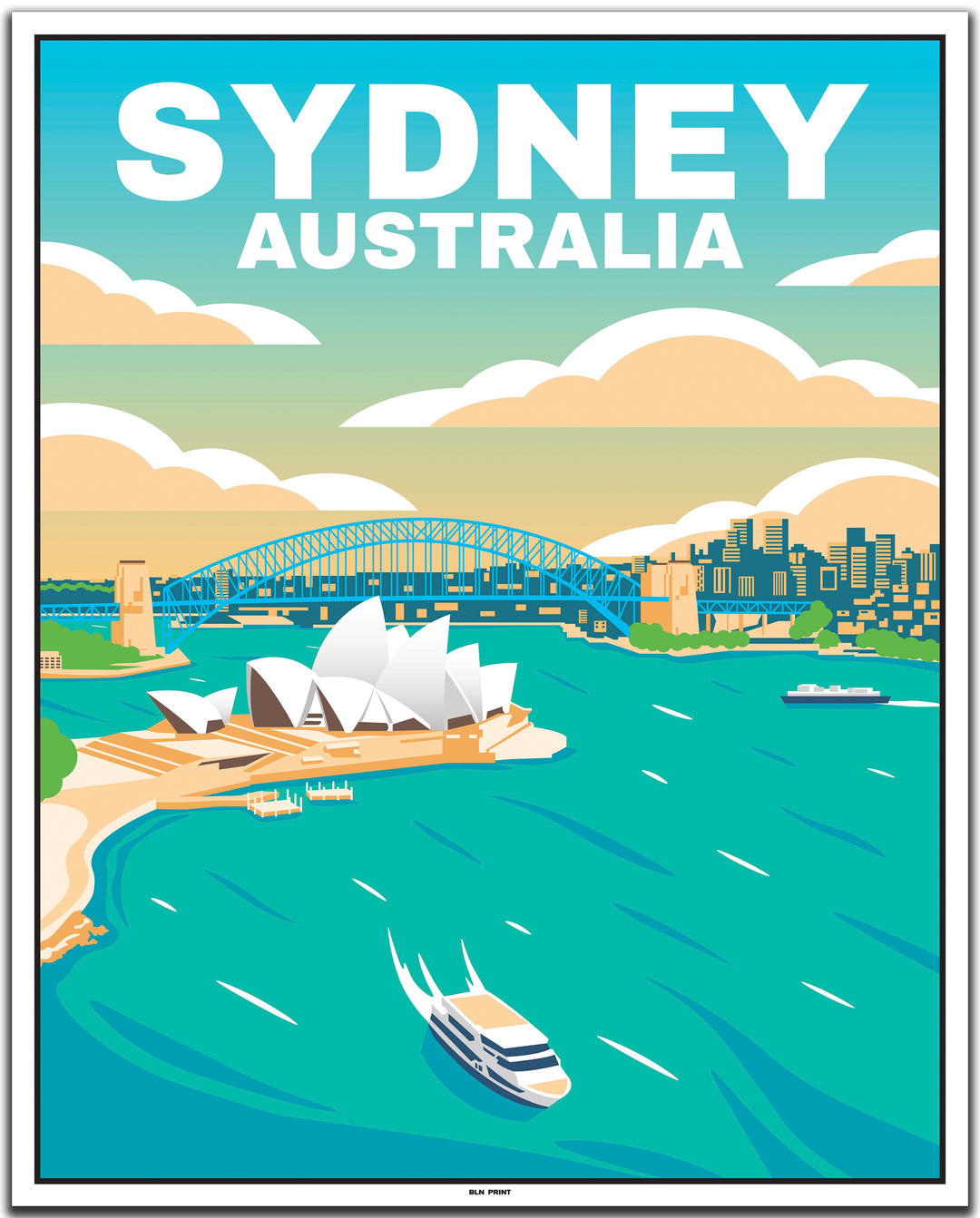 vintage travel poster köln sydney #40x50cm-white-color-border