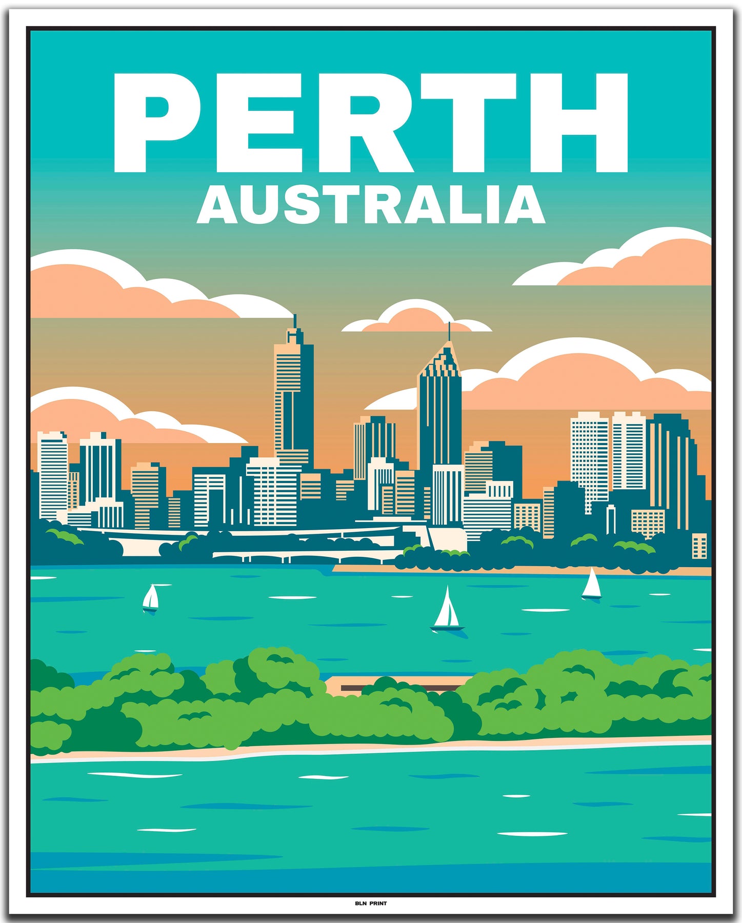 Perth Community Posters Swan Lake Perth (1) - Vintage Travel Poster – BLN PRINT