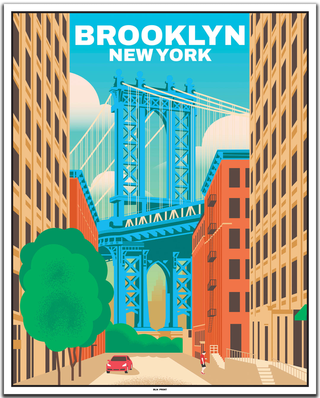 vintage travel poster New York #40x50cm-white-color-border