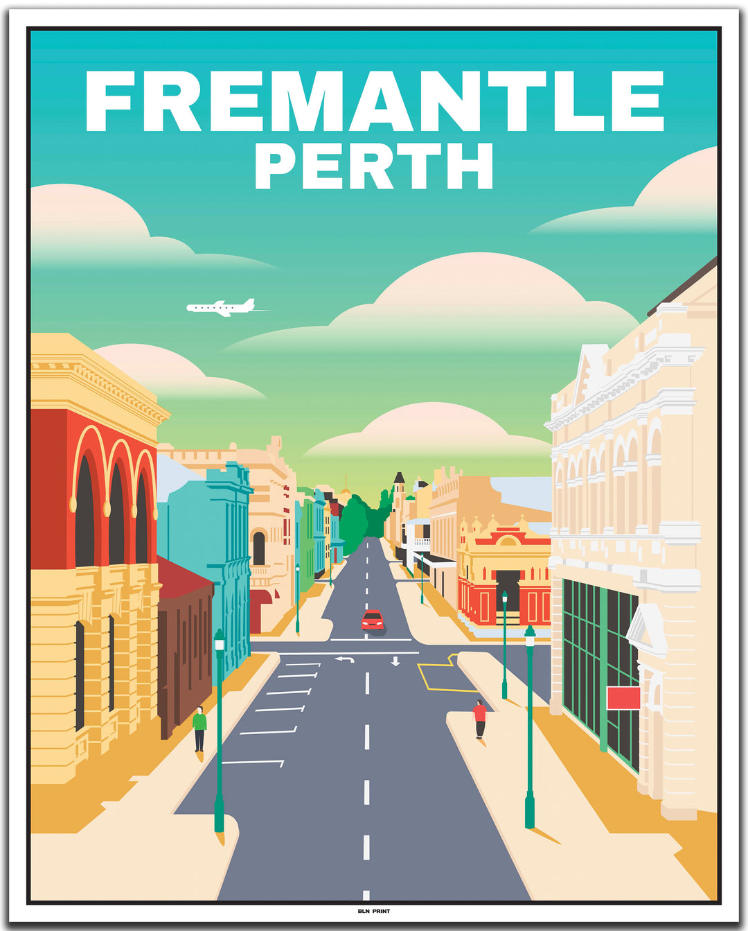 vintage travel poster perth #40x50cm-white-color-border