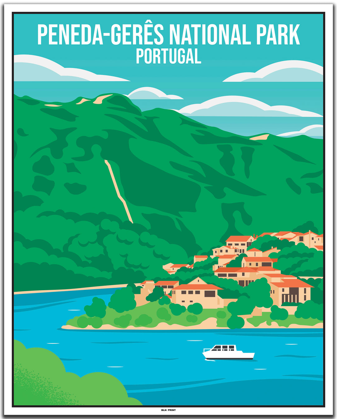 vintage travel poster porto #40x50cm-white-color-border