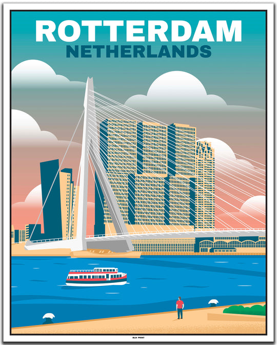 vintage travel poster rotterdam #40x50cm-white-color-border