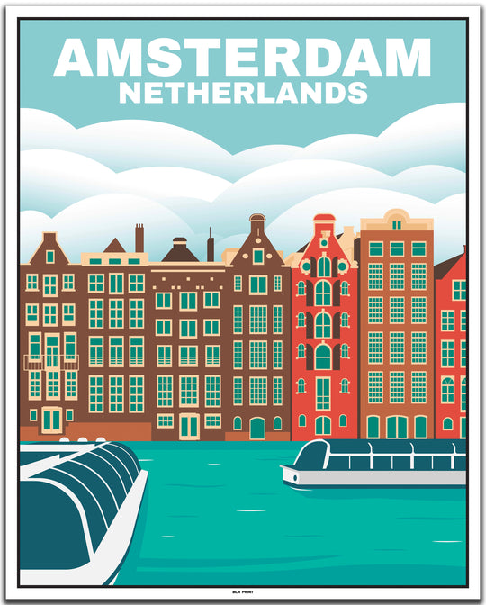 vintage travel poster amsterdam #40x50cm-white-color-border