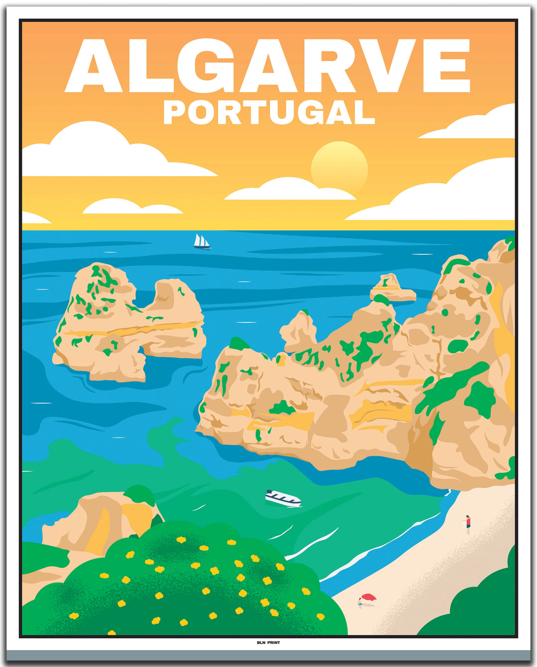 vintage travel poster algarve #40x50cm-white-color-border