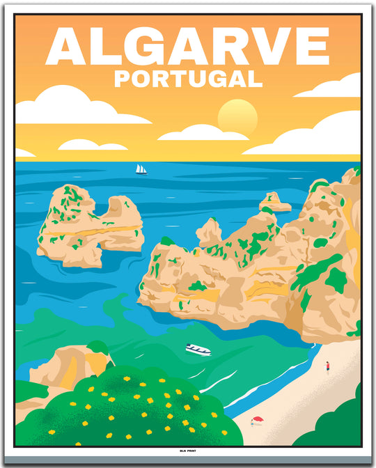 vintage travel poster algarve #40x50cm-white-color-border