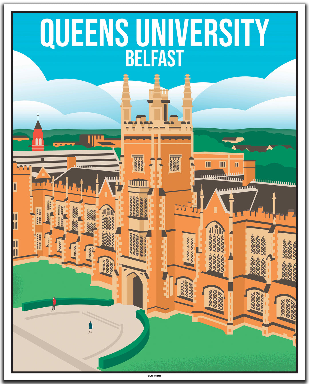 vintage travel poster belfast #40x50cm-white-color-border