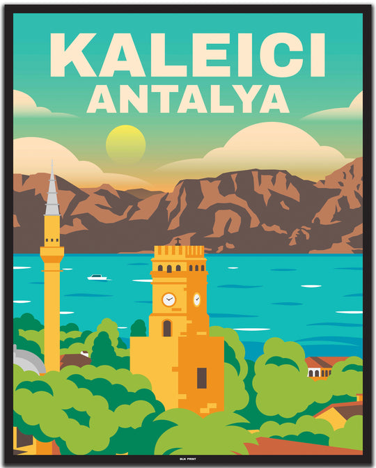 vintage travel poster antalya #40x50cm-black-color-border