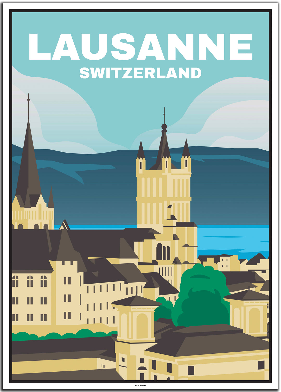 Schweiz Travel Poster (Basel, Bern, Genf, Lausanne, Zürich)