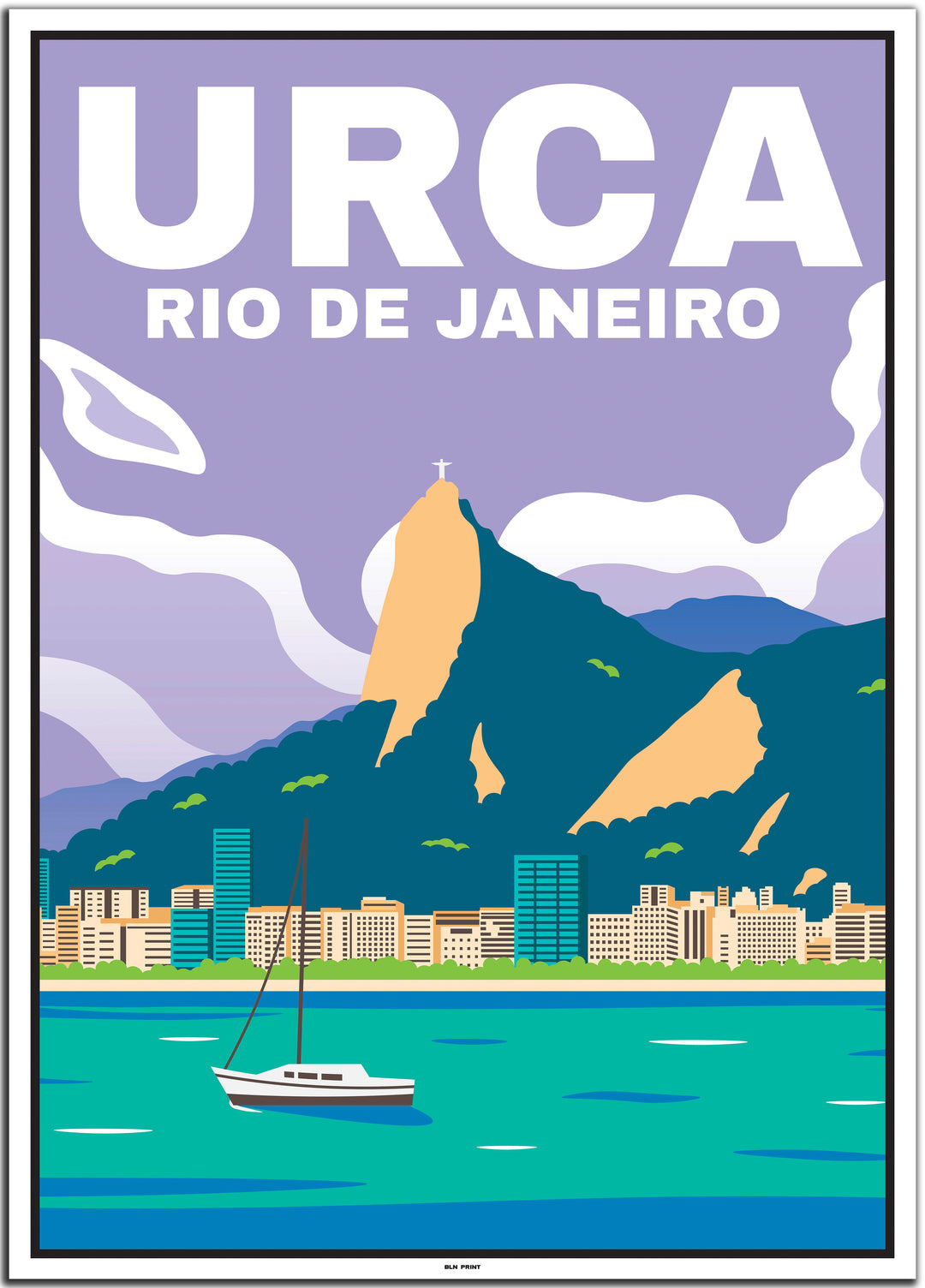 vintage travel poster Rio de Janeiro #50x70cm-white-color-border