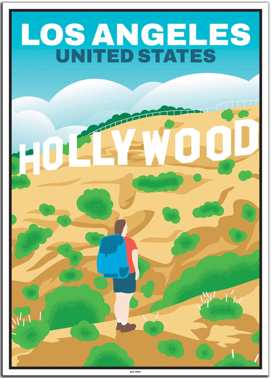 vintage travel poster Los Angeles #50x70cm-white-color-border