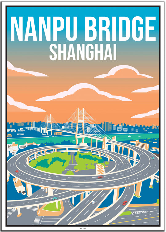 vintage travel poster shanghai #50x70cm-white-color-border