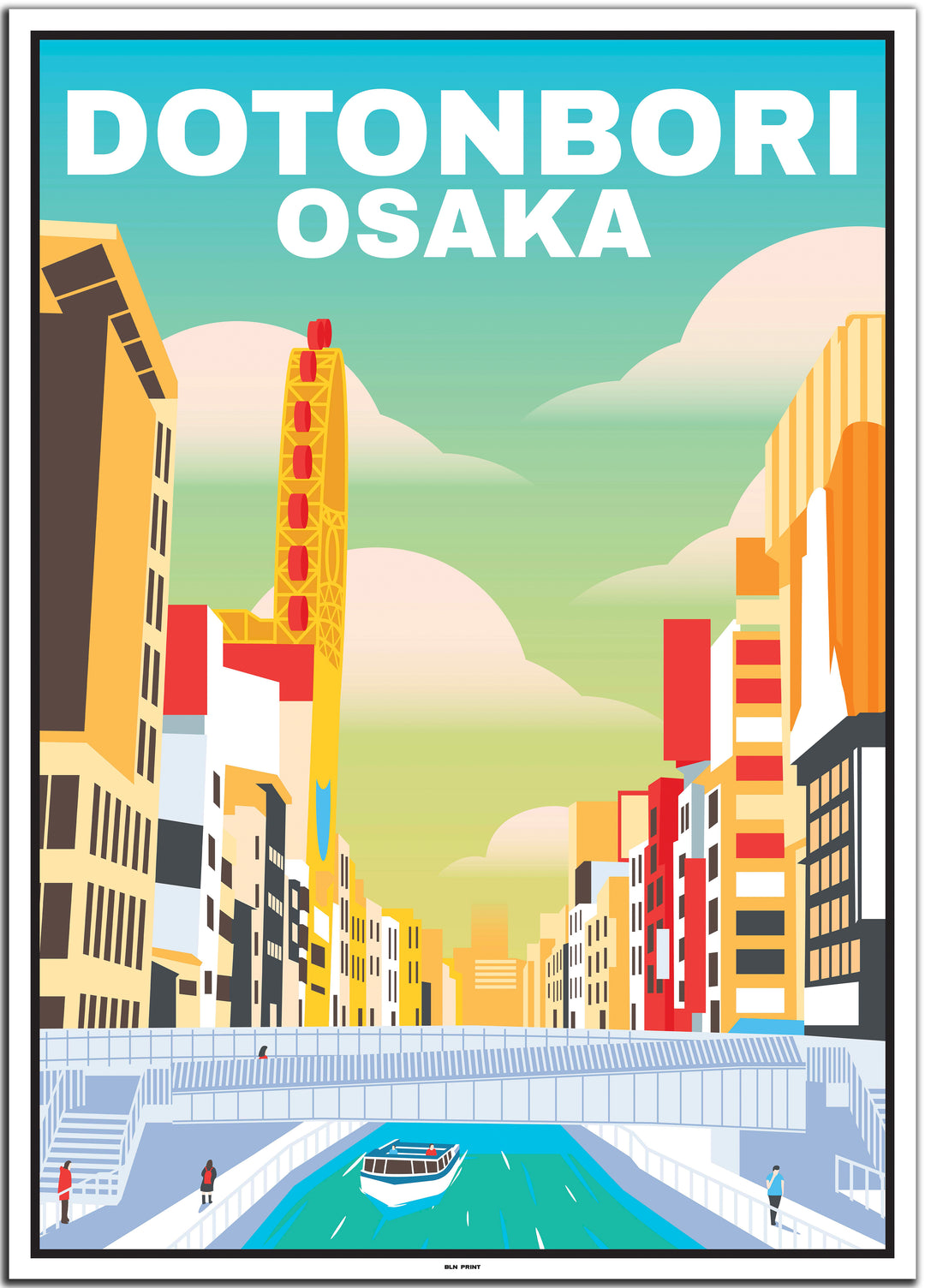 vintage travel poster osaka #50x70cm-white-color-border