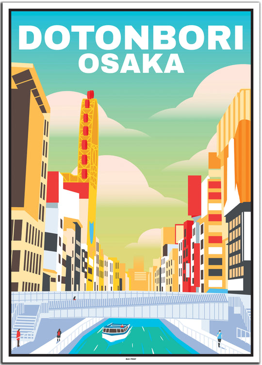 vintage travel poster osaka #50x70cm-white-color-border