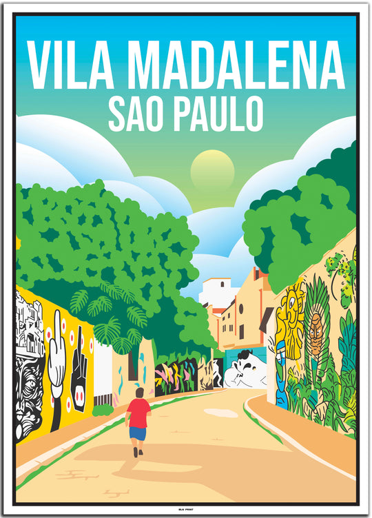 vintage travel poster sao paulo #50x70cm-white-color-border