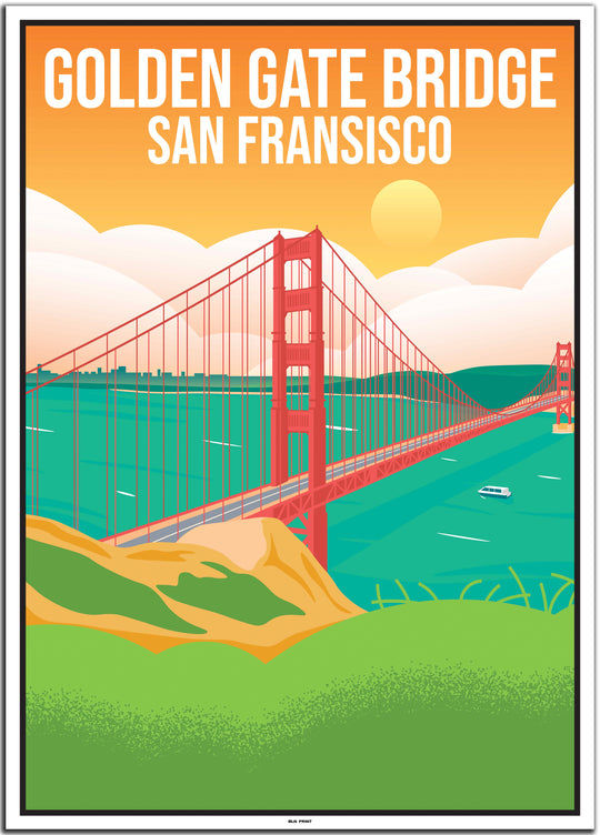 vintage travel poster San Fransisco #50x70cm-white-color-border