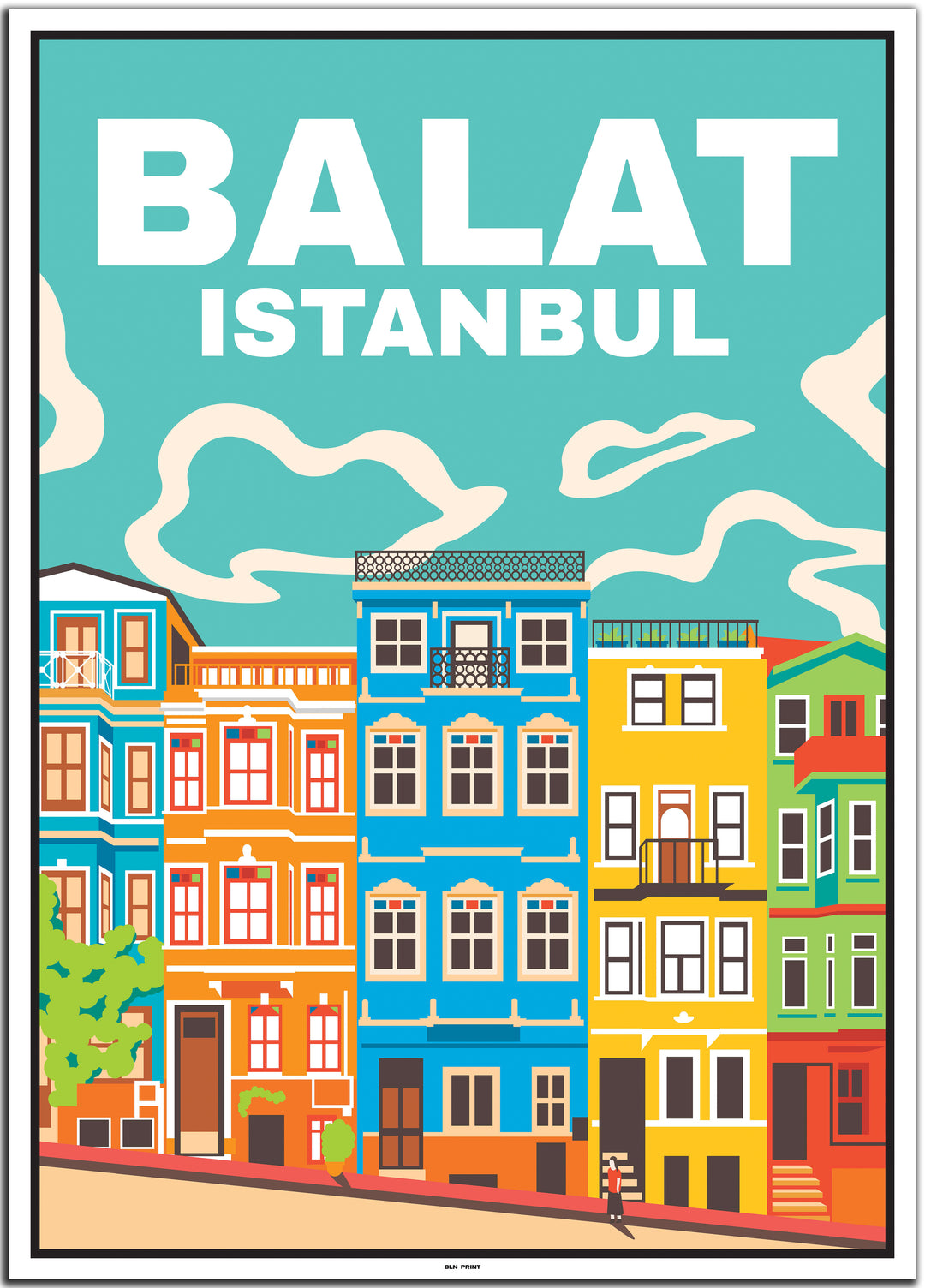 vintage travel poster istanbul #50x70cm-white-color-border